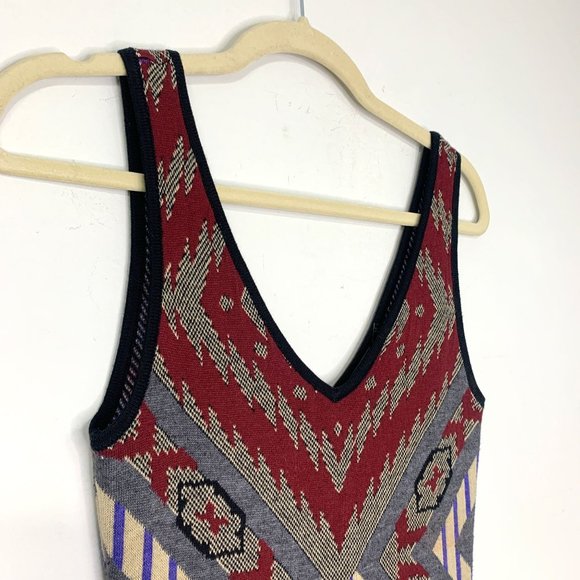 ASTR Geometric Tribal Bodycon Boho Knit Sweater Dress Sz S - Picture 4 of 8
